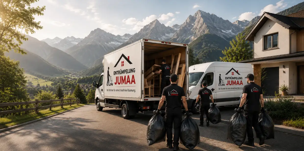 Das Team von Entrümpelung Jumaa im Einsatz – mit Schutzausrüstung